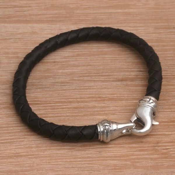 Alternate image for Mens Leather Braided Cord Bracelet from Bali Serpent Style