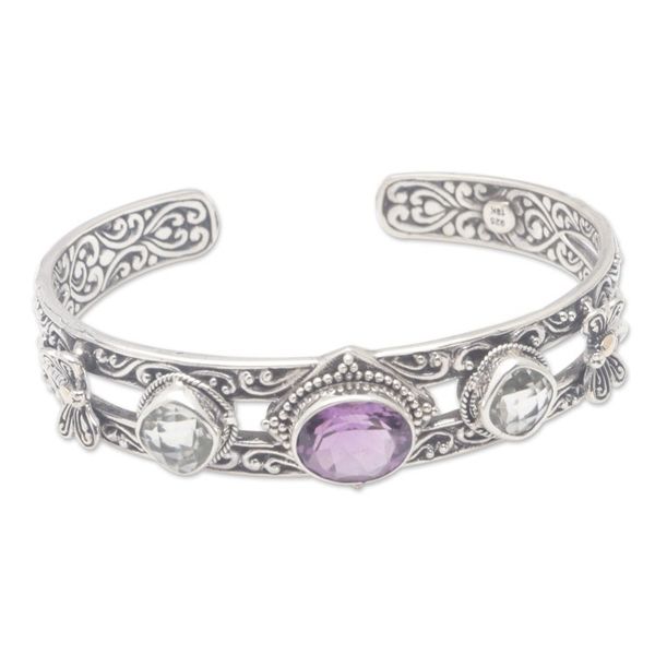 Alternate image for Gold-Accented Amethyst  Prasiolite Cuff Bracelet from Bali Dragonfly Fairy