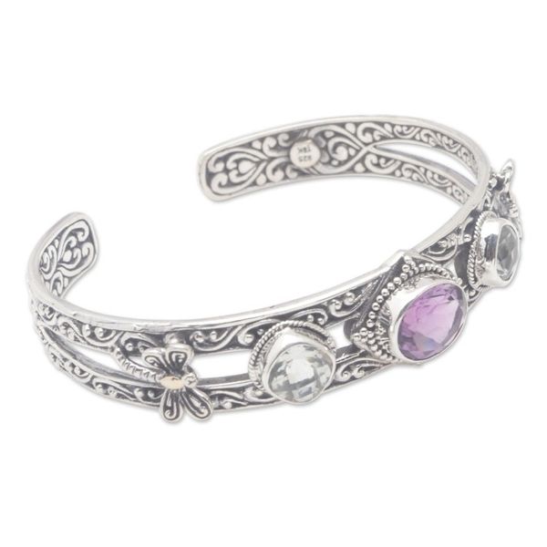 Alternate image for Gold-Accented Amethyst  Prasiolite Cuff Bracelet from Bali Dragonfly Fairy