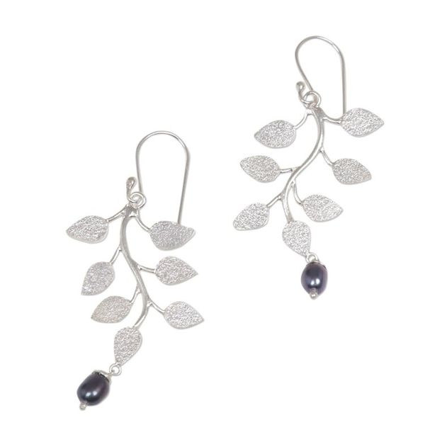 Alternate image for Pearl Sterling Silver Dangle Earrings Black Forest