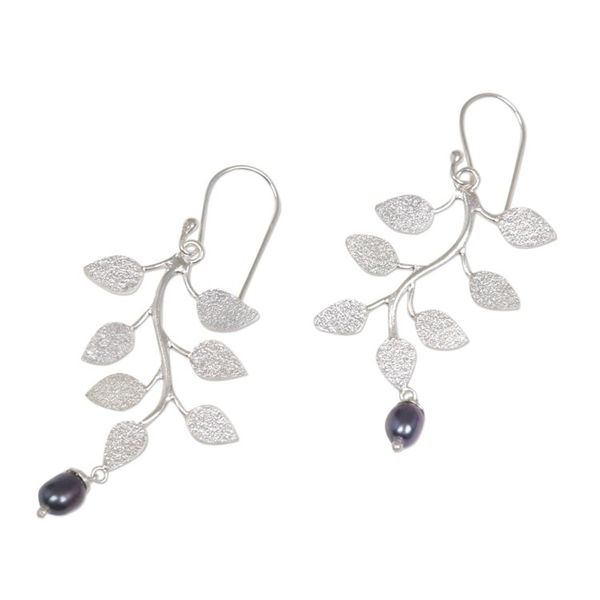 Alternate image for Pearl Sterling Silver Dangle Earrings Black Forest