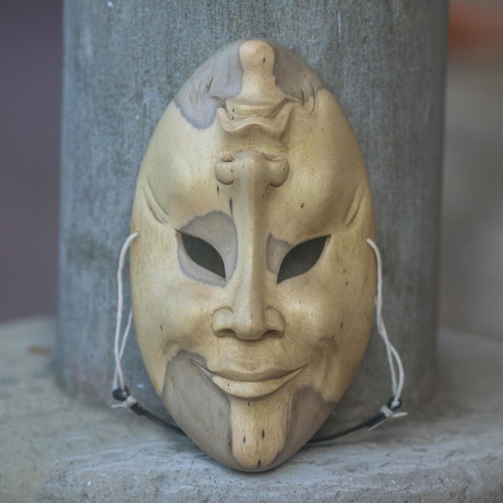 Hand Carved Wood Mask 'Comedy and Tragedy'