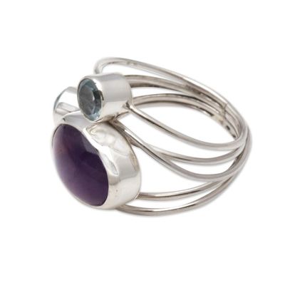 Alternate image for Amethyst and Blue Topaz Cocktail Ring from Bali Beautiful Accompaniment