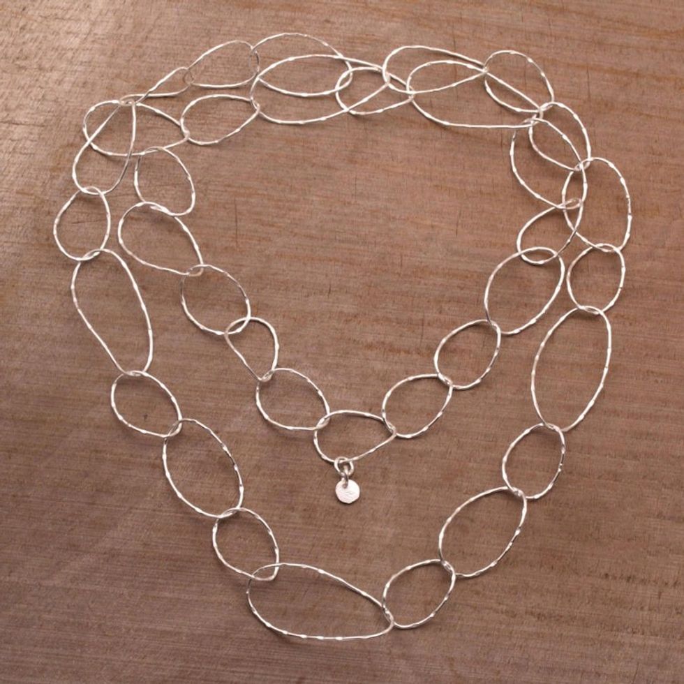 Sterling Silver Chain Link Necklace from Bali 'Twisting Links'