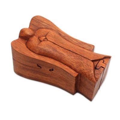 Alternate image for Handmade Suar Wood Angel Puzzle Box from Bali Angelic Protection