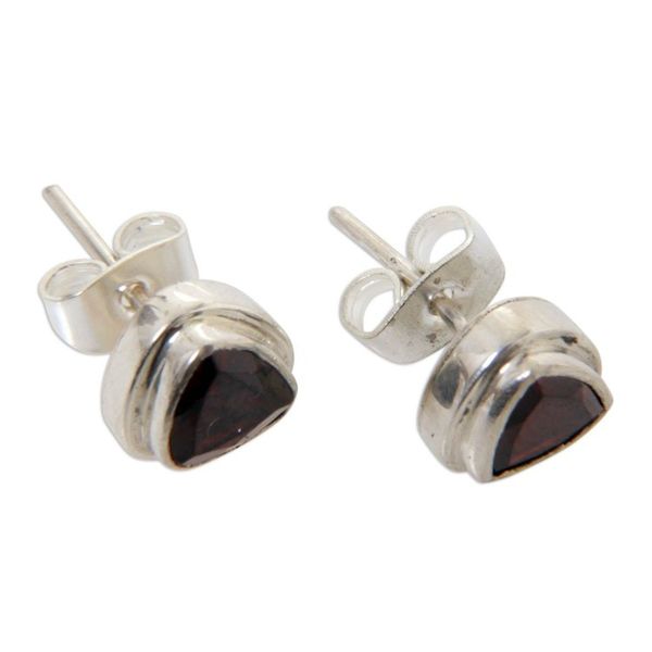 Alternate image for Sterling Silver Garnet Stud Earrings Crimson Trinity