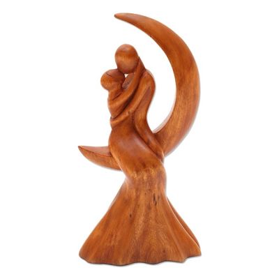 Alternate image for Romantic Wood Bride and Groom Sculpture Wedding Gift Moon Wedding