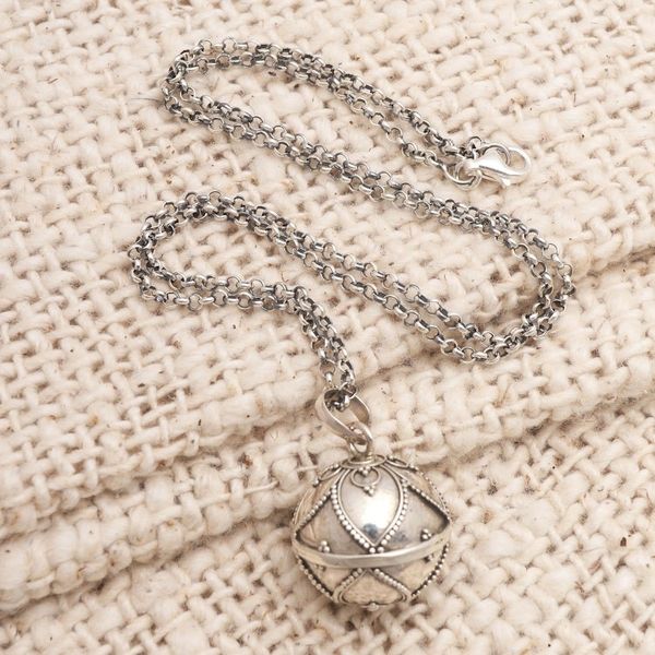 Alternate image for Contemporary Harmony Ball Sterling Silver Necklace Modern Amulet