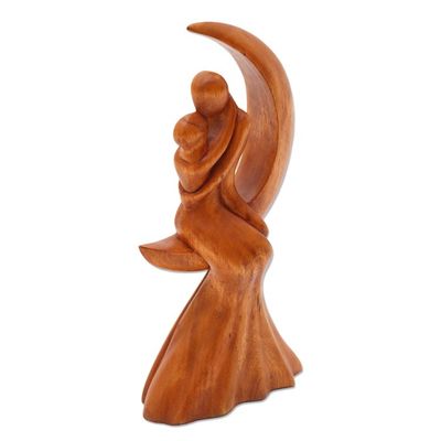 Alternate image for Romantic Wood Bride and Groom Sculpture Wedding Gift Moon Wedding