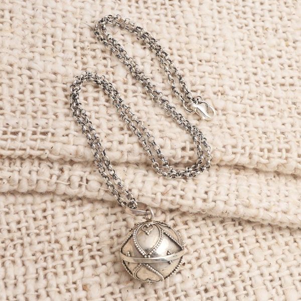 Alternate image for Contemporary Harmony Ball Sterling Silver Necklace Modern Amulet