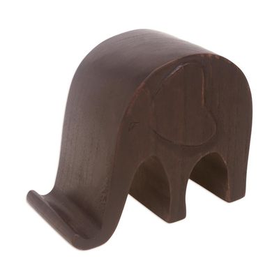 Alternate image for Jempinis Wood Elephant Phone Holder An Elephant Never Forgets