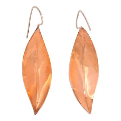Alternate image for Leaf-Shaped Copper Drop Earrings from Bali Willow Leaves