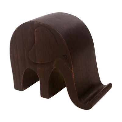 Alternate image for Jempinis Wood Elephant Phone Holder An Elephant Never Forgets