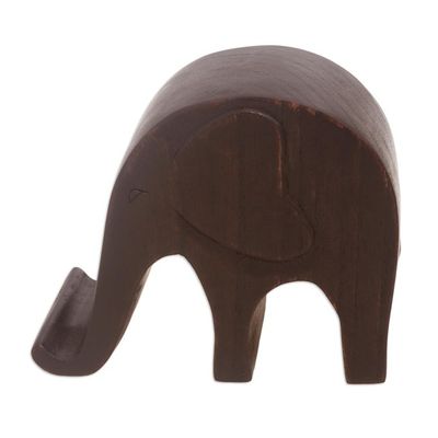Alternate image for Jempinis Wood Elephant Phone Holder An Elephant Never Forgets