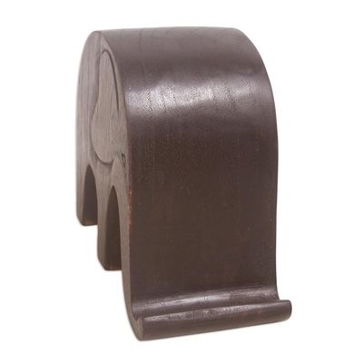 Alternate image for Jempinis Wood Elephant Phone Holder An Elephant Never Forgets