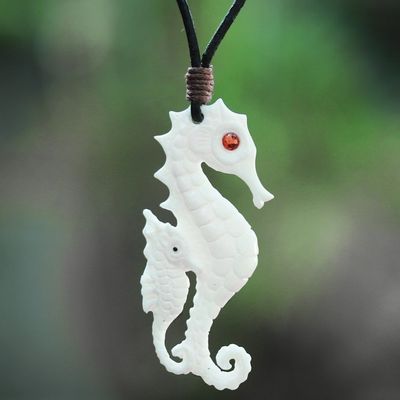 Alternate image for Seahorse Pendant Necklace from Bali Caring Seahorse