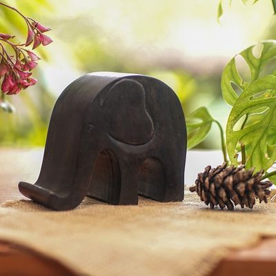 Alternate image for Jempinis Wood Elephant Phone Holder An Elephant Never Forgets