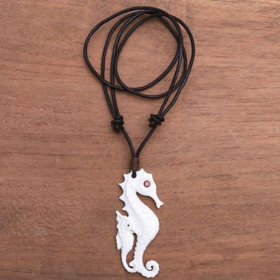 Alternate image for Seahorse Pendant Necklace from Bali Caring Seahorse