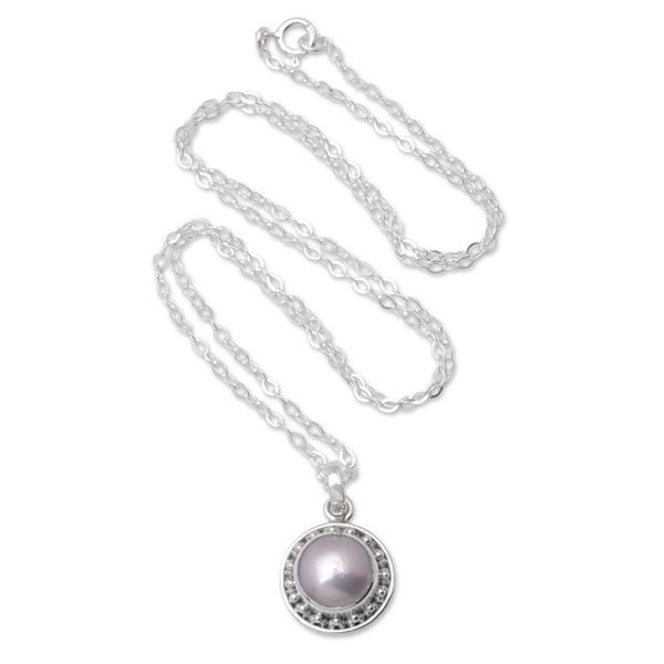 Alternate image for Sterling Silver Pendant Necklace with Grey Cultured Pearl Lovely Grey