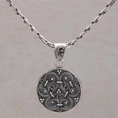Alternate image for Circular Sterling Silver Pendant Necklace from Indonesia Elegant Triad