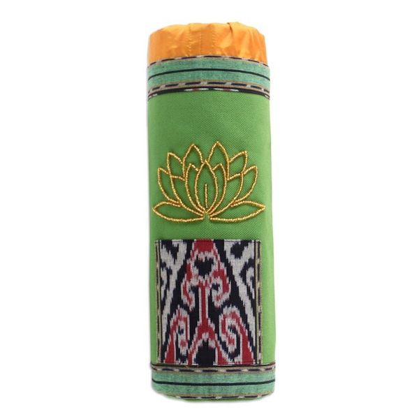 Alternate image for Ikat Cotton Yoga Mat Carrier with Lotus Motif Large Golden Lotus