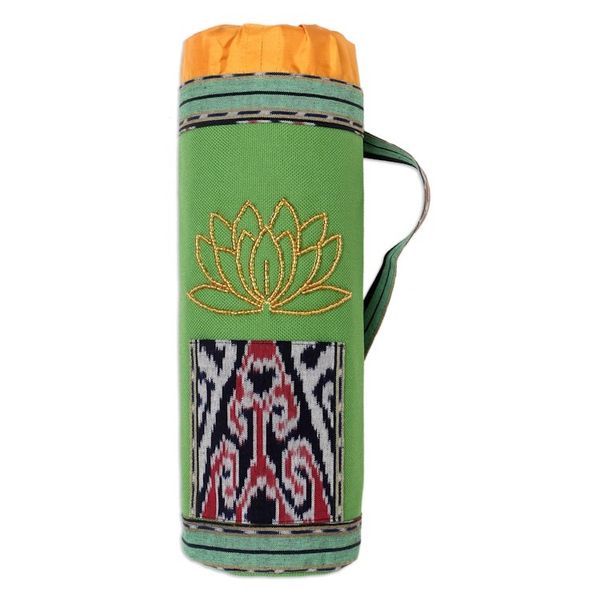 Alternate image for Ikat Cotton Yoga Mat Carrier with Lotus Motif Large Golden Lotus