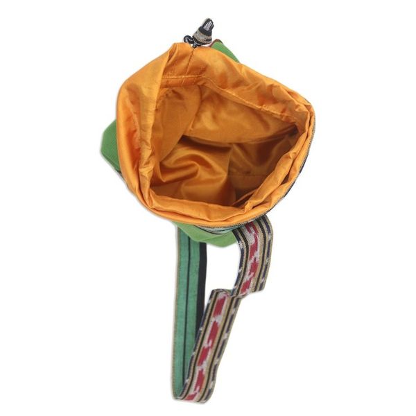 Alternate image for Ikat Cotton Yoga Mat Carrier with Lotus Motif Large Golden Lotus