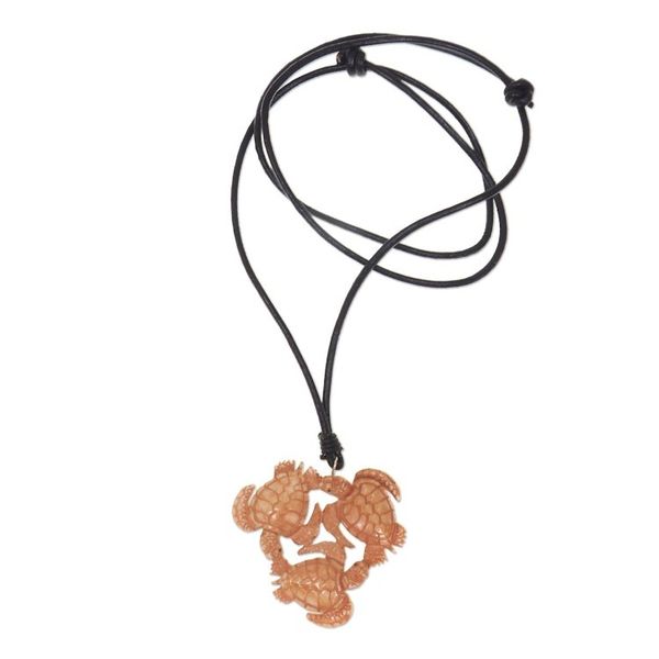 Alternate image for Hand Crafted Turtle Pendant on Leather Cord Necklace Happy Turtle