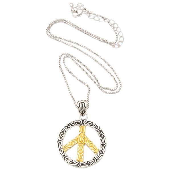 Alternate image for Peace Sign Gold-Accented Pendant Necklace Made in Bali Peace of the Universe
