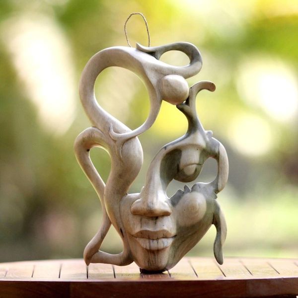Alternate image for Unique Modern Wood Mask Balinese Woman