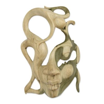 Alternate image for Unique Modern Wood Mask Balinese Woman