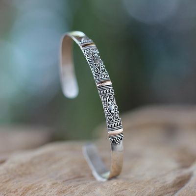 Alternate image for Silver Bracelet with 18k Gold Accents Vine Tendrils