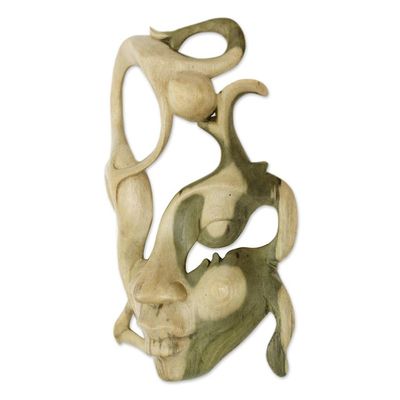 Alternate image for Unique Modern Wood Mask Balinese Woman