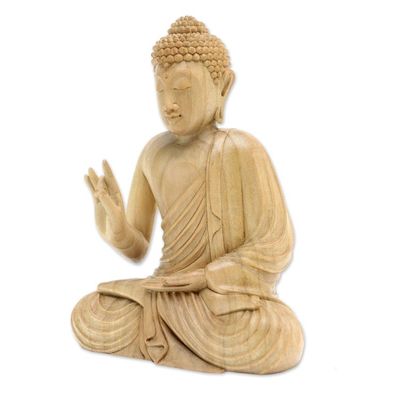 Alternate image for Hand Carved Wood Sculpture Sitting Buddha