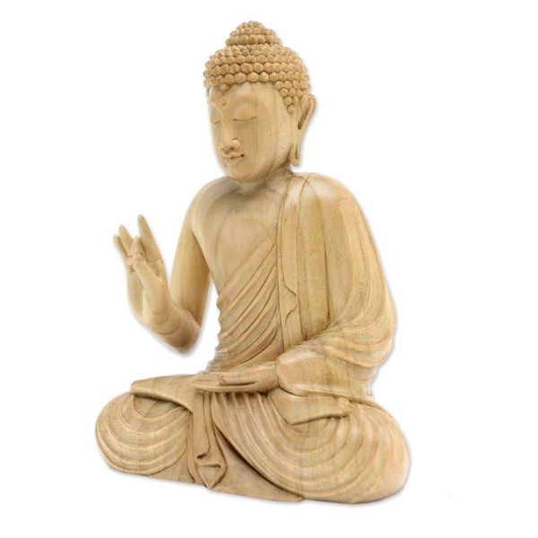 Alternate image for Hand Carved Wood Sculpture Sitting Buddha