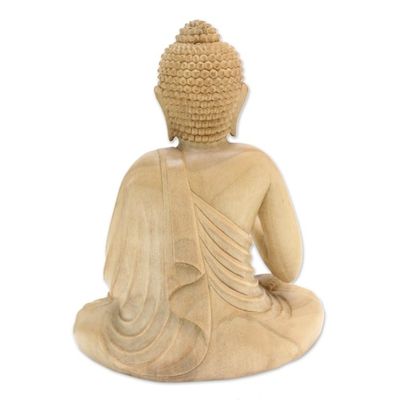 Alternate image for Hand Carved Wood Sculpture Sitting Buddha