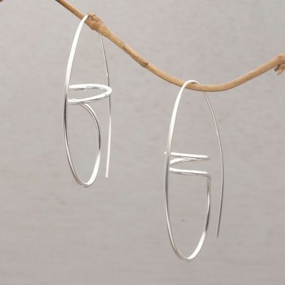 Alternate image for Sterling Silver Half-Hoop Earrings from Bali Dancing Spirals