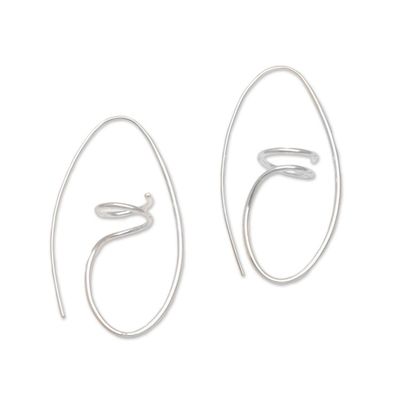 Alternate image for Sterling Silver Half-Hoop Earrings from Bali Dancing Spirals