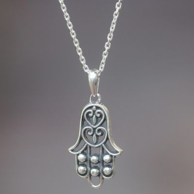 Alternate image for Sterling Silver Pendant Necklace Hamsa Symbol from Indonesia Silver Hamsa