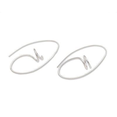 Alternate image for Sterling Silver Half-Hoop Earrings from Bali Dancing Spirals