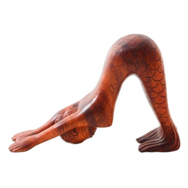 Alternate image for Hand Carved Suar Wood Yoga Statuette Parvatasana