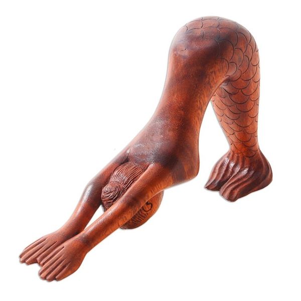 Alternate image for Hand Carved Suar Wood Yoga Statuette Parvatasana