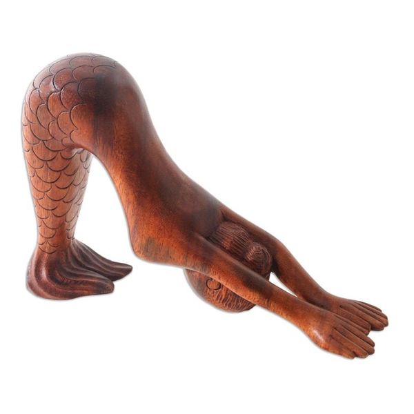 Alternate image for Hand Carved Suar Wood Yoga Statuette Parvatasana
