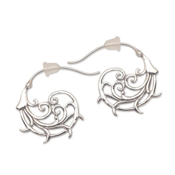 Alternate image for Curling Openwork Sterling Silver Half-Hoop Earrings Jolly Curls