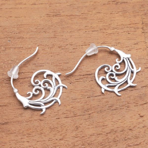 Alternate image for Curling Openwork Sterling Silver Half-Hoop Earrings Jolly Curls
