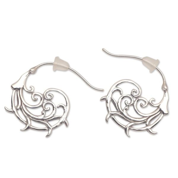 Alternate image for Curling Openwork Sterling Silver Half-Hoop Earrings Jolly Curls