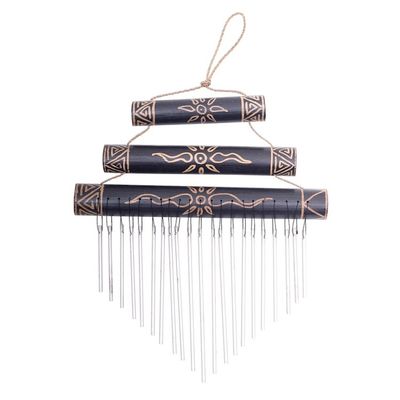 Alternate image for Sun Motif Bamboo Wind Chimes in Black from Bali Breezy Sound
