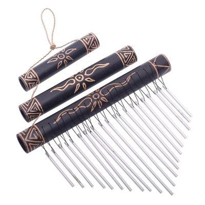 Alternate image for Sun Motif Bamboo Wind Chimes in Black from Bali Breezy Sound