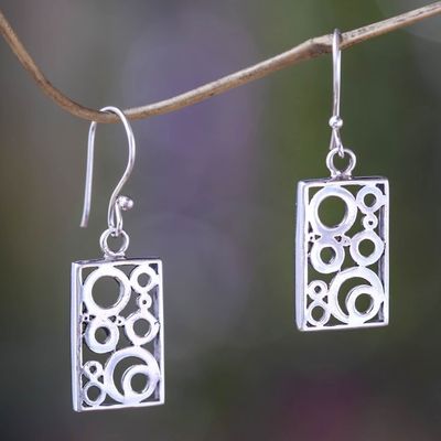 Alternate image for Balinese Silver Dangle Earrings Sea Foam