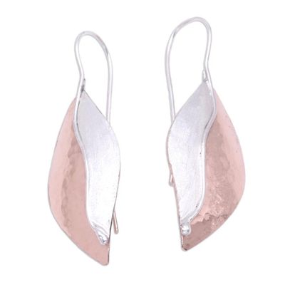 Alternate image for Leaf-Shaped Drop Earrings with Rose Gold Accents Rose Autumn Leaves